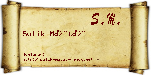 Sulik Máté névjegykártya